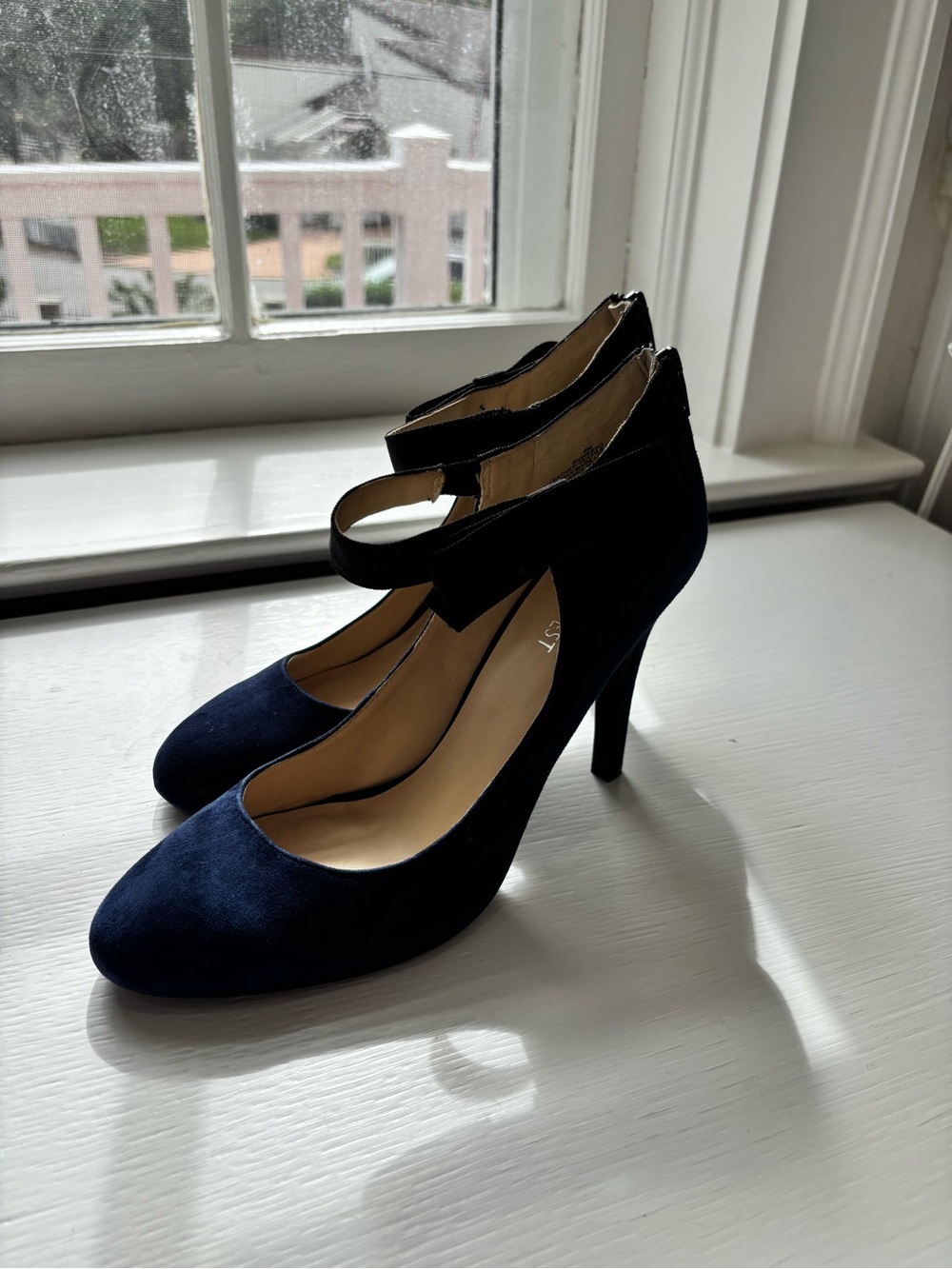Nine West Royal Blue Suede Bow-Strap Stiletto Pumps